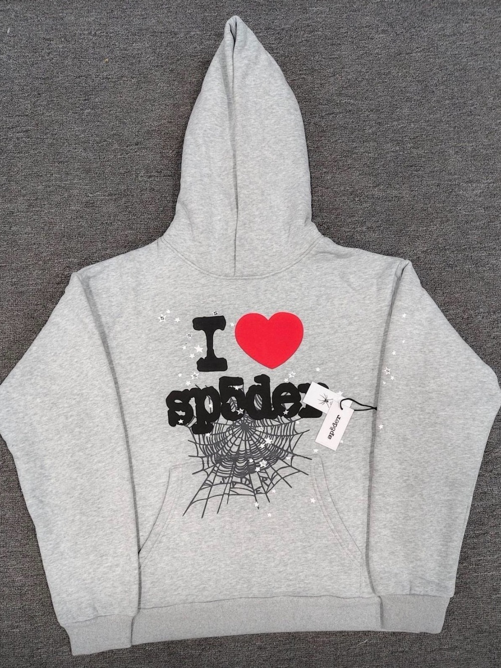 Grey I ❤️ Sp5der Hoodie
